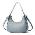 Borsa hobo a mezzaluna blu polvere in pelle martellata con tracolla regolabile - Blu