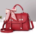 Sac à main rouge motif litchi pour femme avec foulard et bandoulière amovible - Rouge