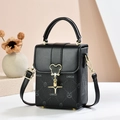 Mini borsa a tracolla nera con stampe cartoon e chiusura dorata a forma di Mickey - Nero