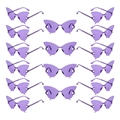Lot de 16 lunettes de soleil sans monture en forme de papillon violet style rétro Y2K - Violet