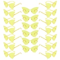 Wholesale set of butterfly-shaped rimless sunglasses with yellow lenses and chain temples - Yellow