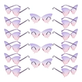 Lot de 16 lunettes de soleil papillon avec verres dégradés violets et branches chaîne - Rose Pourpre
