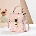 Borsa a tracolla rosa con stampa a coniglio e fibbia metallica stile Topolino - Rosa