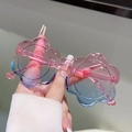 Cute flower shaped kids sunglasses with pink blue gradient lenses and clear frames - Pink Blue Gradient