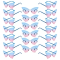 Y2K butterfly sunglasses with blue pink gradient lenses and chain hollow temples set - Blue Pink