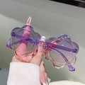 Cute flower shaped kids sunglasses with purple pink gradient lenses and resin frame - Purple Pink Gradient