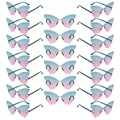 Set of butterfly frame sunglasses with blue-pink gradient lenses and chain temple design - Green Pink