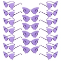 Batch of butterfly-shaped purple rimless sunglasses with textured chain temple arms - Purple