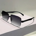 Detalle de gafas de sol cuadradas sin montura con lentes grises degradadas y patillas - Degradado Gris