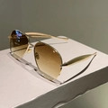 Classic gold aviator sunglasses with gradient lenses and double bridge metal frame - Gold Frame Gradient Tea Lens