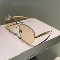 Classic aviator sunglasses with gold double bridge metal frame and tan lenses - Gold Frame Light Tea Lens