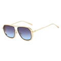 Detail of vintage aviator sunglasses with gold metal frame and gradient purple lenses - Gold Frame Grey Blue Lens