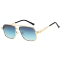 Dettaglio occhiali aviator in metallo con doppio ponte e lenti sfumate blu - Montatura Oro Lenti Grigio Verde