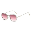 Detail of silver octagonal steampunk sunglasses with pink gradient lenses and metal frames - Transparent Silver Frame Gradient Pink Lens