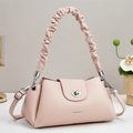 Pink lychee texture mini dumpling bag with cloud handle and silver twist lock - Pink