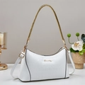 Weiße Halbmond-Handtasche mit Krokodilprägung, goldenem Webgriff und langem Schultergurt - 30.5*10*17.5 / Weiß