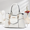 Borsa a tracolla bianca con monogramma DH dorato e tracolla rimovibile da donna - Bianco