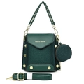 Dark green large capacity shoulder bag set with crocodile texture and round coin purse - Dark Green