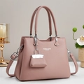 Borsa a mano rosa in pelle martellata con manici e tracolla regolabile rimovibile - Rosa