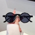 Occhiali da sole rotondi retrò con montatura in acetato nero e ponte dorato - Montatura Nero Oro Lenti Nero Grigio
