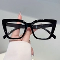 Retro oversized black cat eye glasses frames for women with stylish two-tone design - Black Frame