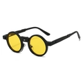 Retro round frame sunglasses with black frame and yellow tinted lenses for men and women - Black Frame Yellow Lens
