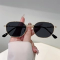Occhiali da sole poligonali retrò con montatura in metallo oro e lenti grigio scuro - Montatura Oro Lente Grigia