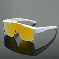 Outdoor sportzonnebril met wit frame en reflecterende gele spiegelglazen - Wit Frame Rode Spiegel Lenzen