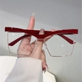 Occhiali quadrati oversize con montatura sopraccigliare bordeaux e metallo dorato - Rosso Scuro