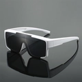 Outdoor cycling sports sunglasses with oversized white frame and dark black lenses - White Frame Dark Grey Lens