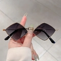 Modern diamond-shaped sunglasses with gradient lenses and a thin golden metal frame - Gold Frame Gradient Grey Lens