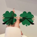 Gafas de sol de trébol verde sin montura con patillas doradas para fiestas - Montura Dorada Verde