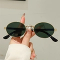 Lunettes de soleil ovales rétro avec monture dorée et verres vert foncé de style vintage - Monture Dorée Verres Vert Foncé