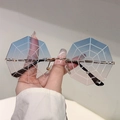 Octagon rimless sunglasses with blue-purple gradient lenses and white spider web print - Blue Pink Gradient