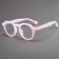 Montura de gafas redonda retro en mármol rosa con lentes de luz azul y estilo japonés - Montura Carey Jade Rosa Lentes Transparentes