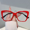 Occhiali anti-luce blu oversize rossi a gatto con aste nere alla moda ed eleganti - Montatura Rossa Lente Trasparente