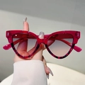 Cat-eye zonnebril met transparant roze montuur en zwarte luipaardprint details - Wijnrood Luipaard Montuur Grijs-Roze Gradiënt Glazen