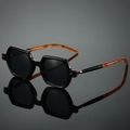 Retro-Sonnenbrille mit schwarzem Rahmen und klassischen Bügeln im Schildpatt-Look - Schwarzer Rahmen Graue Gläser Tortoise Bügel