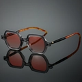 Retro-Sonnenbrille mit grauem Rahmen und Bügeln im Schildpatt-Look für Damen - Transparenter Grauer Rahmen Rosa Verlaufsgläser Tortoise Bügel