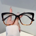 Occhiali anti-luce blu cat-eye con montatura nero tartarugato e stanghette dorate - Montatura Nera Superiore Inferiore Leopardo Lente Trasparente