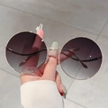 Fashionable round metal sunglasses with gold frame and gradient grey lenses for women - Gold Frame Gradient Grey Lens