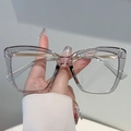 Occhiali quadrati eleganti grigio trasparente con stanghette in metallo dorato e filtro - Montatura Grigio Trasparente Lenti Trasparenti