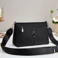 Schicke schwarze wasserfeste Nylon-Schultertasche mit verstellbarem Gurt und Goldakzenten - Stil 3 / Länge 27 Cm Höhe 16 Cm Breite 10 Cm