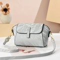 Silver-grey marble texture crossbody shell bag with gold hardware and adjustable strap - Gray