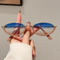 Retro cat-eye metal sunglasses with gradient blue lenses for women's summer street style - Gold Light Tea Frame / Blue to Tea Gradual Lens