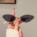 Retro cat-eye metal sunglasses with gold frame and dark lenses for a stylish daily look - Gold Frame Black Grey