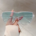 Gafas de sol de aviador extragrandes a la moda con montura transparente y lentes degradadas - Montura Transparente Lentes Degradado Azul