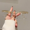 Occhiali cat-eye trasparenti con finiture in metallo dorato e montatura alla moda donna - Montatura Trasparente Lenti Trasparenti