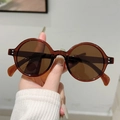 Gafas de sol redondas retro marrón ámbar con montura de carey y detalles de remaches - Montura Té Transparente Lentes Té