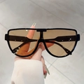 Gafas de sol aviador oversize modernas con montura negra y cristales marrones - Montura Negra Lentes de Té